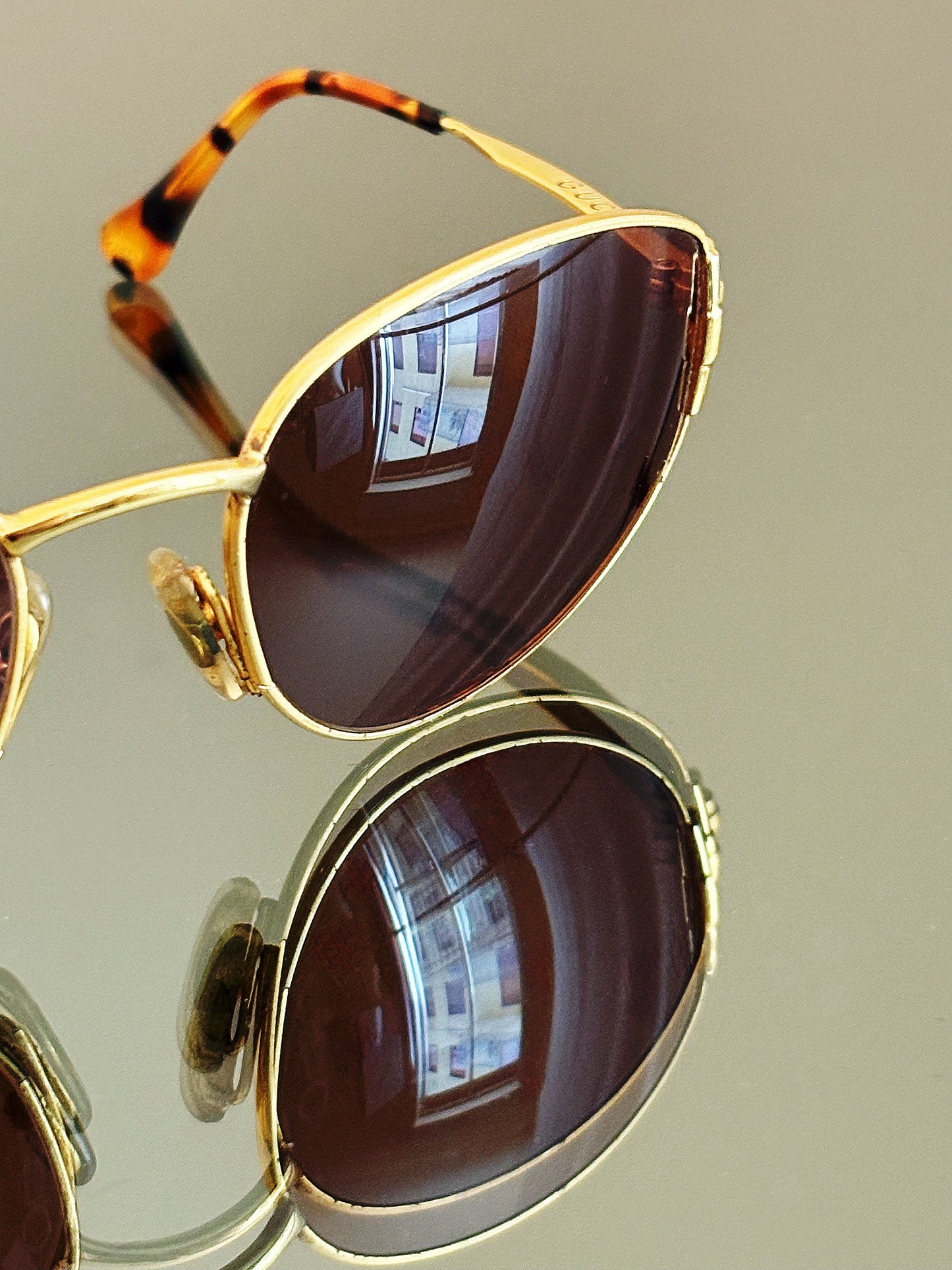 GUCCI - Occhiali da sole vintage GG 2800/S dorati con lenti marroni e dettagli tartarugati
