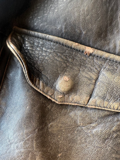 Avirex- Giacca in pelle bomber marrone invecchiato