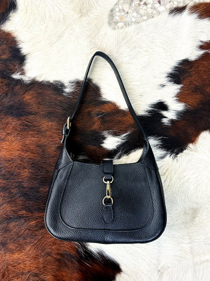 Borsa a Spalla in Pelle Nera Jackie ispired – Vintage Y2K