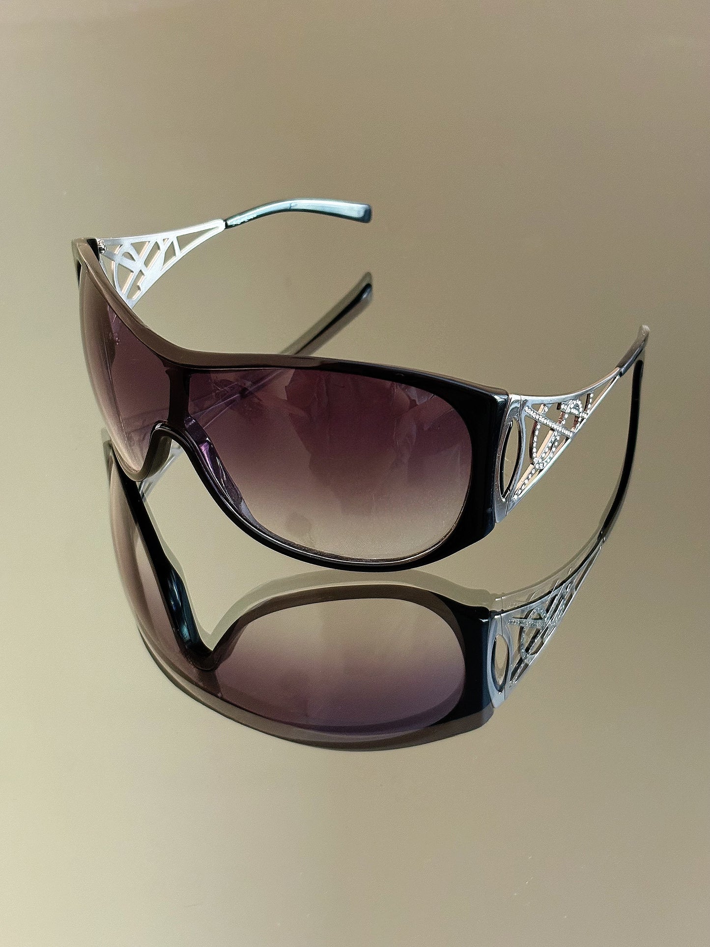 YVES SAINT LAURENT - Occhiali da sole – YSL logo crystal, shield Y2K Made in Italy