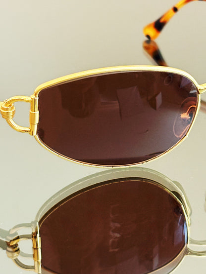 GUCCI - Occhiali da sole vintage GG 2800/S dorati con lenti marroni e dettagli tartarugati
