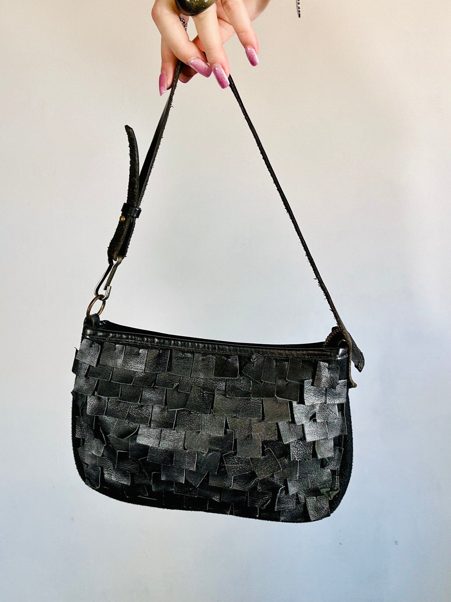 Borsa a spalla vera pelle nera