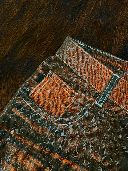 JUST CAVALLI - Pantaloni a zampa Animalier Snakeskin Metallic – Early 2000s