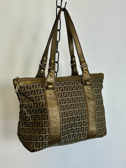 FENDI - Shopper Zucca Canvas & Leather