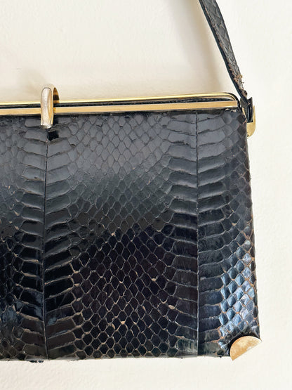CLUTCH - 80s structured exotic leather bag