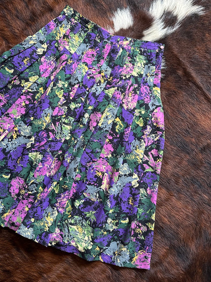 Completo vintage floreale anni ’80/’90 – camicia cropped + gonna plissé