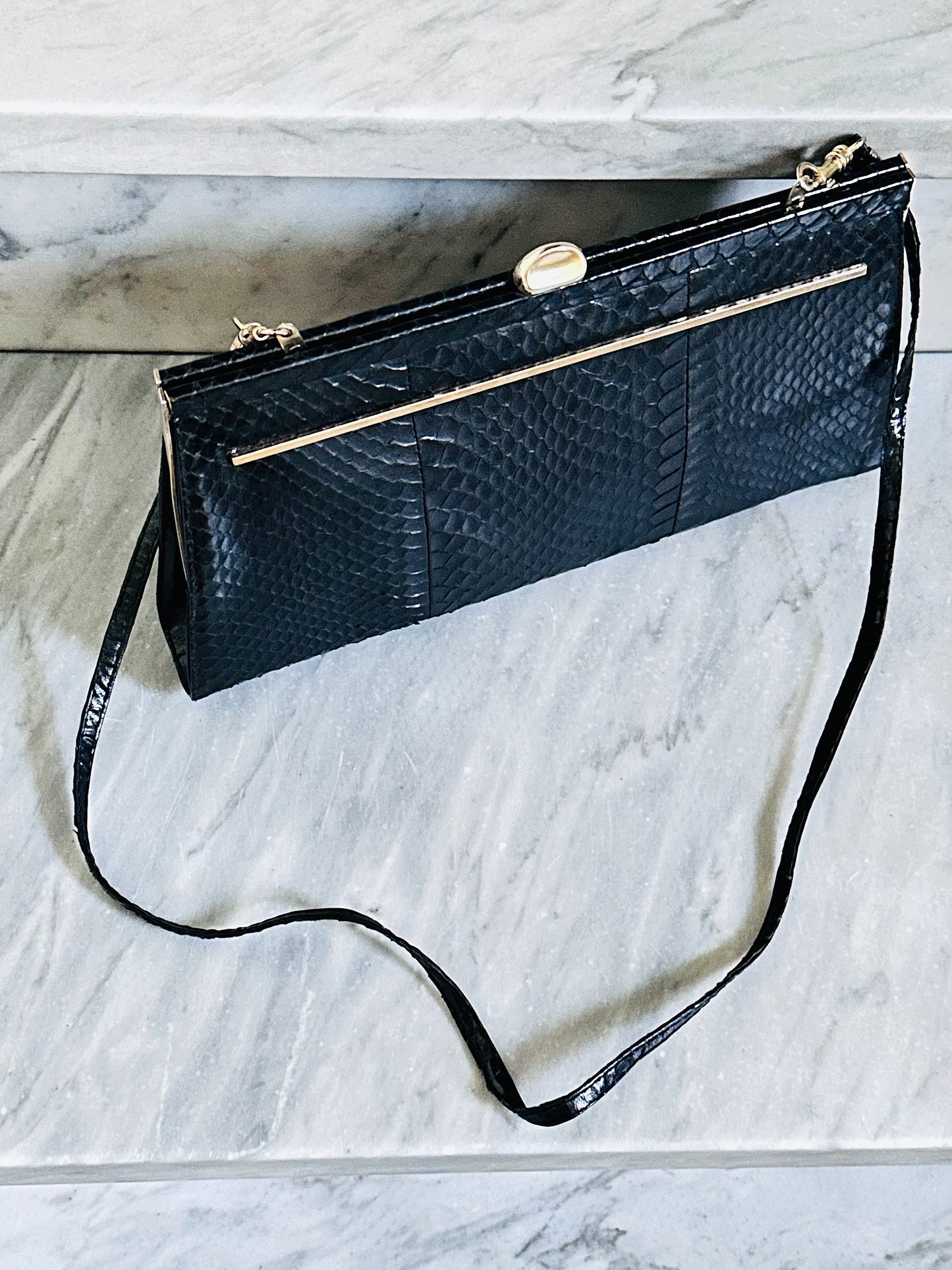 CLUTCH - 80s structured exotic leather bag