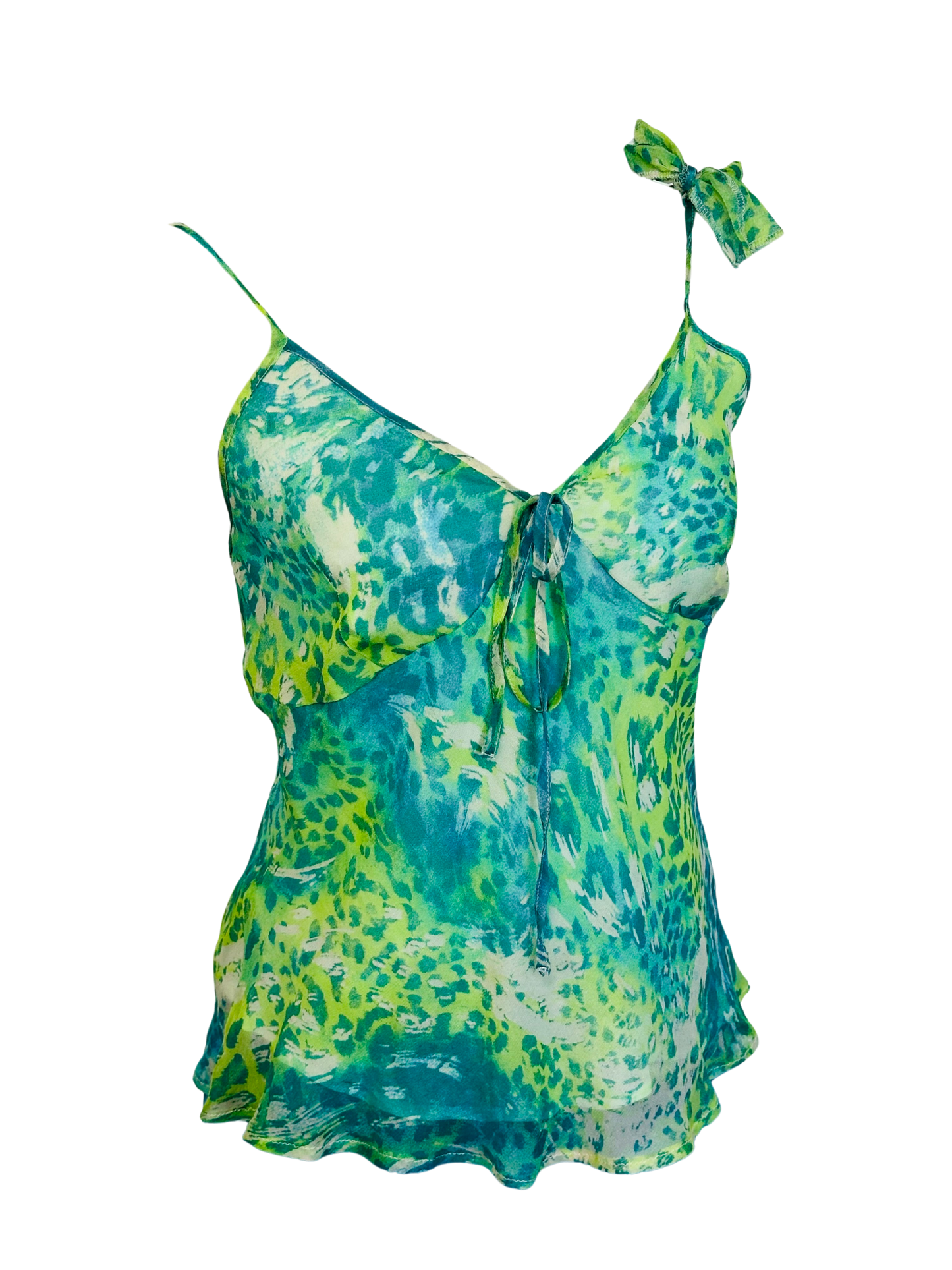 Top vintage in pura seta fantasia animalier