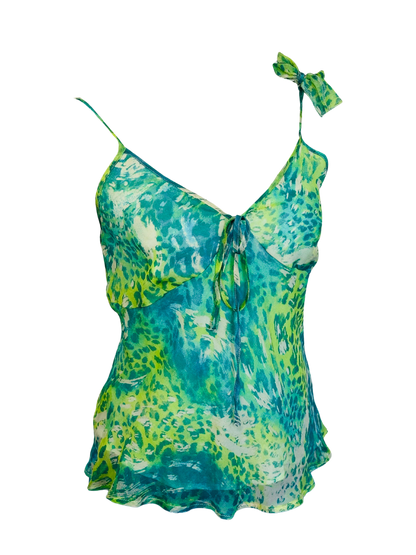 Top vintage in pura seta fantasia animalier