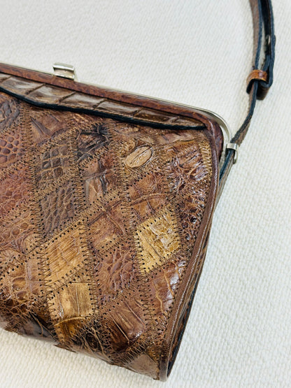 CLUTCH - Borsa Vintage Artigianale in Patchwork di Pelle Cocco