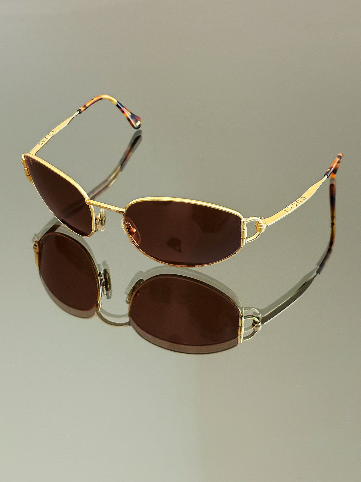 GUCCI - Occhiali da sole vintage GG 2800/S dorati con lenti marroni e dettagli tartarugati
