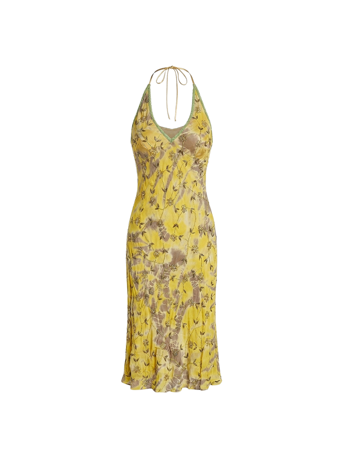 Abito Halter in Seta Ricamata con Perline – Archive Y2K Couture | Nuovo con Cartellino