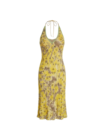Abito Halter in Seta Ricamata con Perline – Archive Y2K Couture | Nuovo con Cartellino