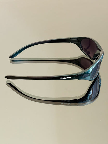 LOTTO - Occhiali da sole vintage sportivi wraparound – Verde petrolio metallizzato – Y2K