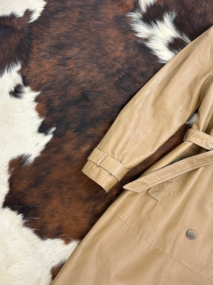 Trench in vera pelle color cammello
