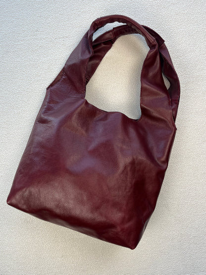 Borsa a spalla vera pelle Borgogna 🍒