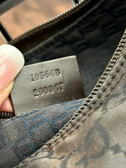 GUCCI - Vintage Monogram Nylon Hobo Bag – Marrone e nero