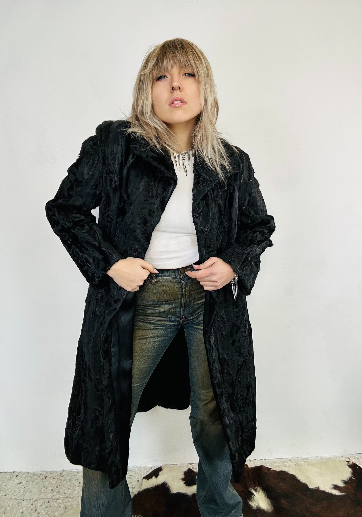 Cappotto Vintage in Astrakan Nero