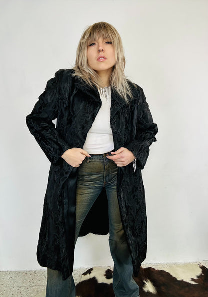 Cappotto Vintage in Astrakan Nero
