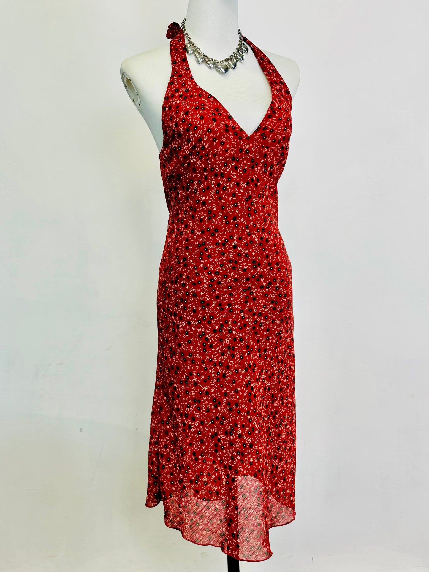 Y2k Long Dress , Vestito vintage a fiori con scollo all’americana