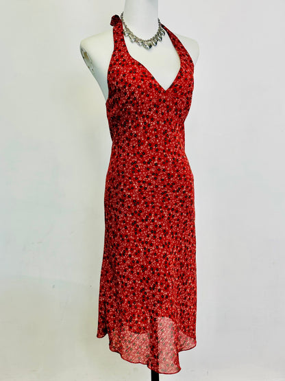 Y2k Long Dress , Vestito vintage a fiori con scollo all’americana