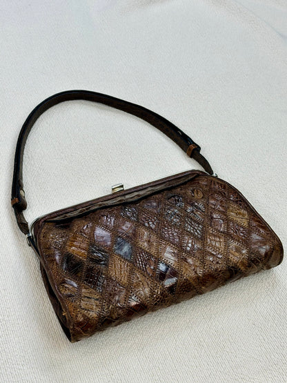 CLUTCH - Borsa Vintage Artigianale in Patchwork di Pelle Cocco