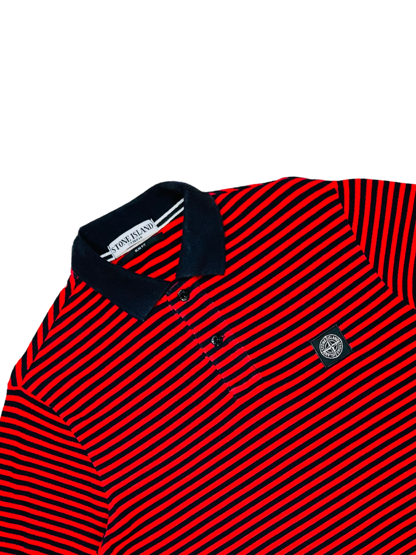 STONE ISLAND - Polo a righe color rosso/navy | L