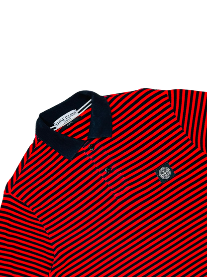 STONE ISLAND - Polo a righe color rosso/navy | L