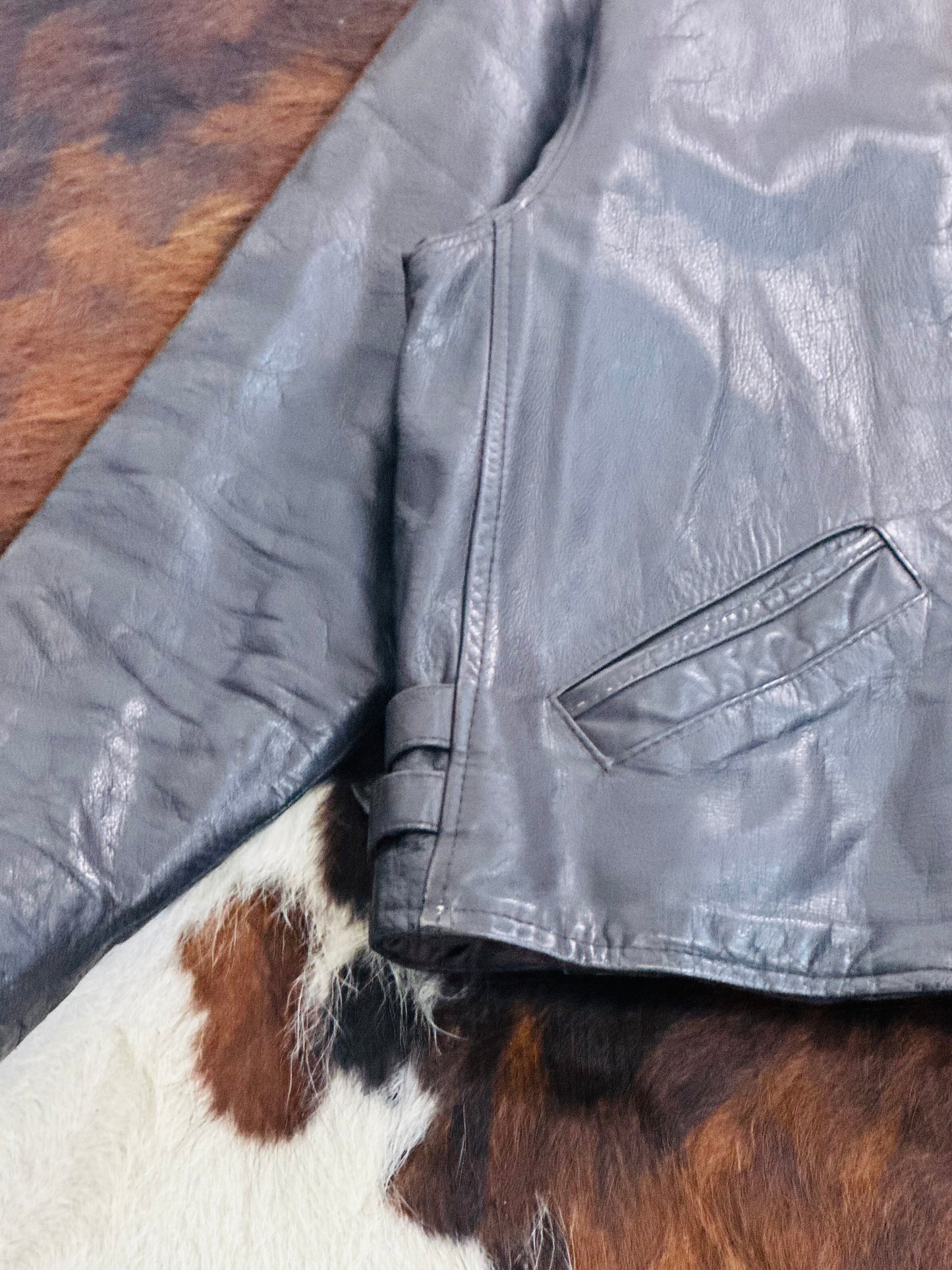 Giacca di Pelle Vintage Stile Biker - Anni ‘60/‘70