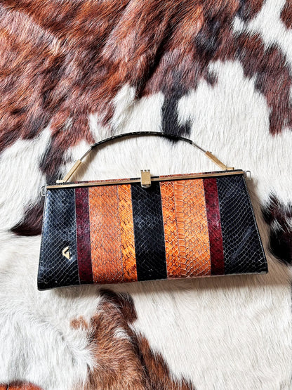 CLUTCH - 80s structured exotic leather bag