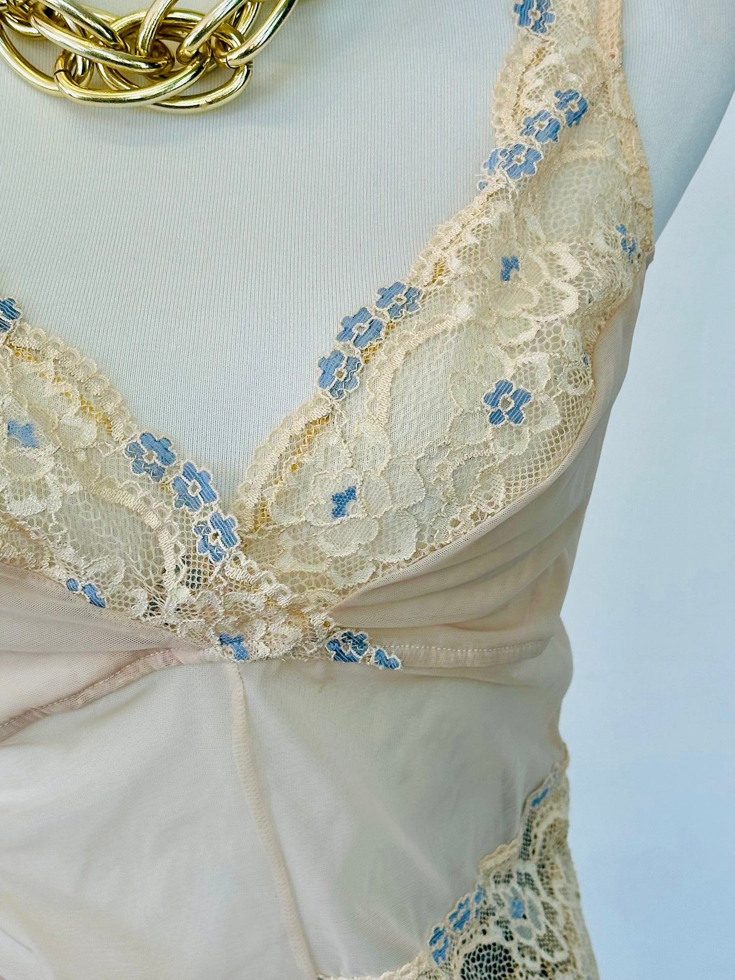 Top Lingerie in Micromesh e Pizzo Ricamato – Anni 2000 Y2K Romance