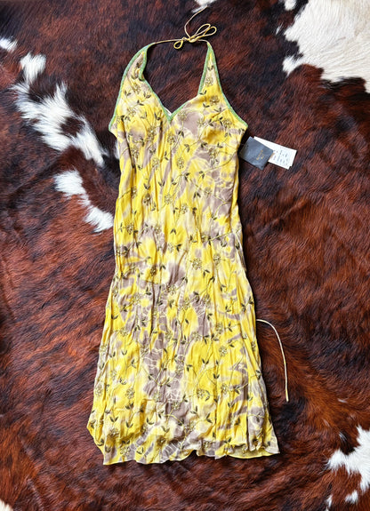 Abito Halter in Seta Ricamata con Perline – Archive Y2K Couture | Nuovo con Cartellino