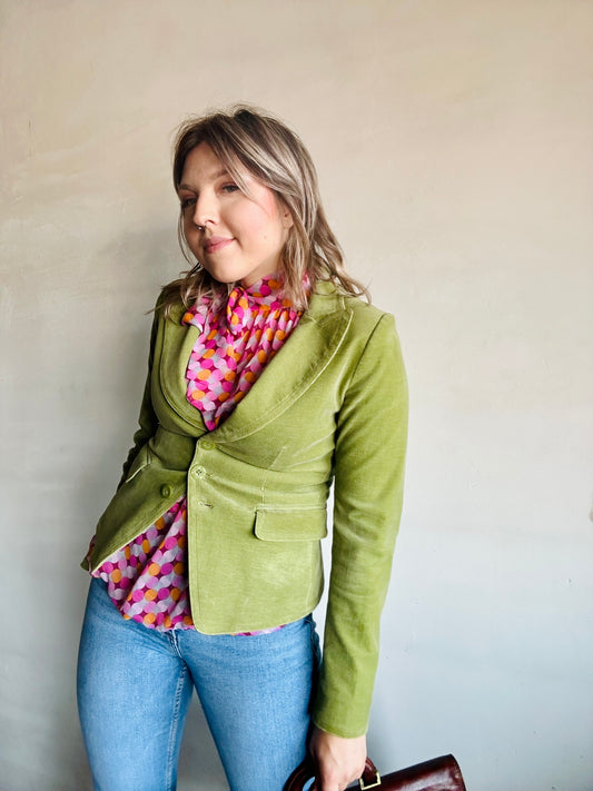 Giacca in cotone verde a costine