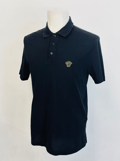 VERSACE – Polo color nero con Medusa Embroidery Edition | M