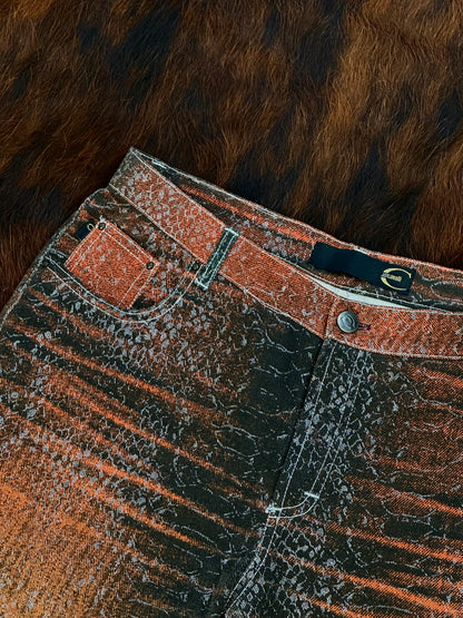 JUST CAVALLI - Pantaloni a zampa Animalier Snakeskin Metallic – Early 2000s