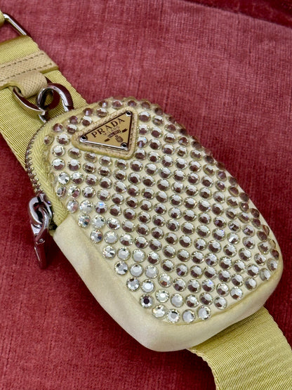 PRADA - Re-Edition 2005 Shoulder Bag – Satin Giallo con Cristalli
