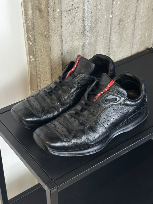 PRADA – Sneakers Sport Linea Rossa – Pelle Nera Vintage | Tg 44
