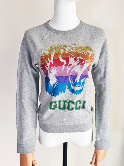 GUCCI - Felpa con stampa Tiger Rainbow - Alessandro Michele era