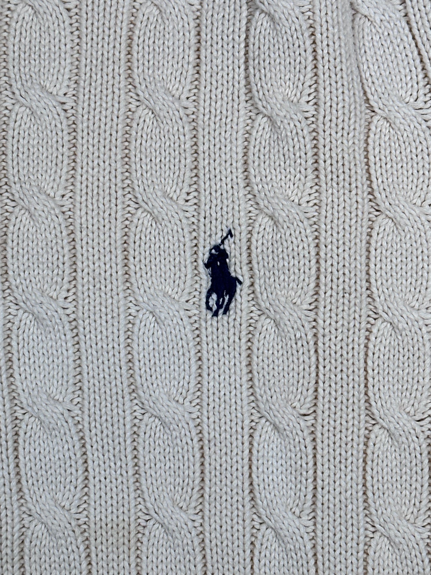 POLO RALPH LAUREN - Pullover bianco panna con trecce