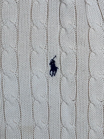 POLO RALPH LAUREN - Pullover bianco panna con trecce