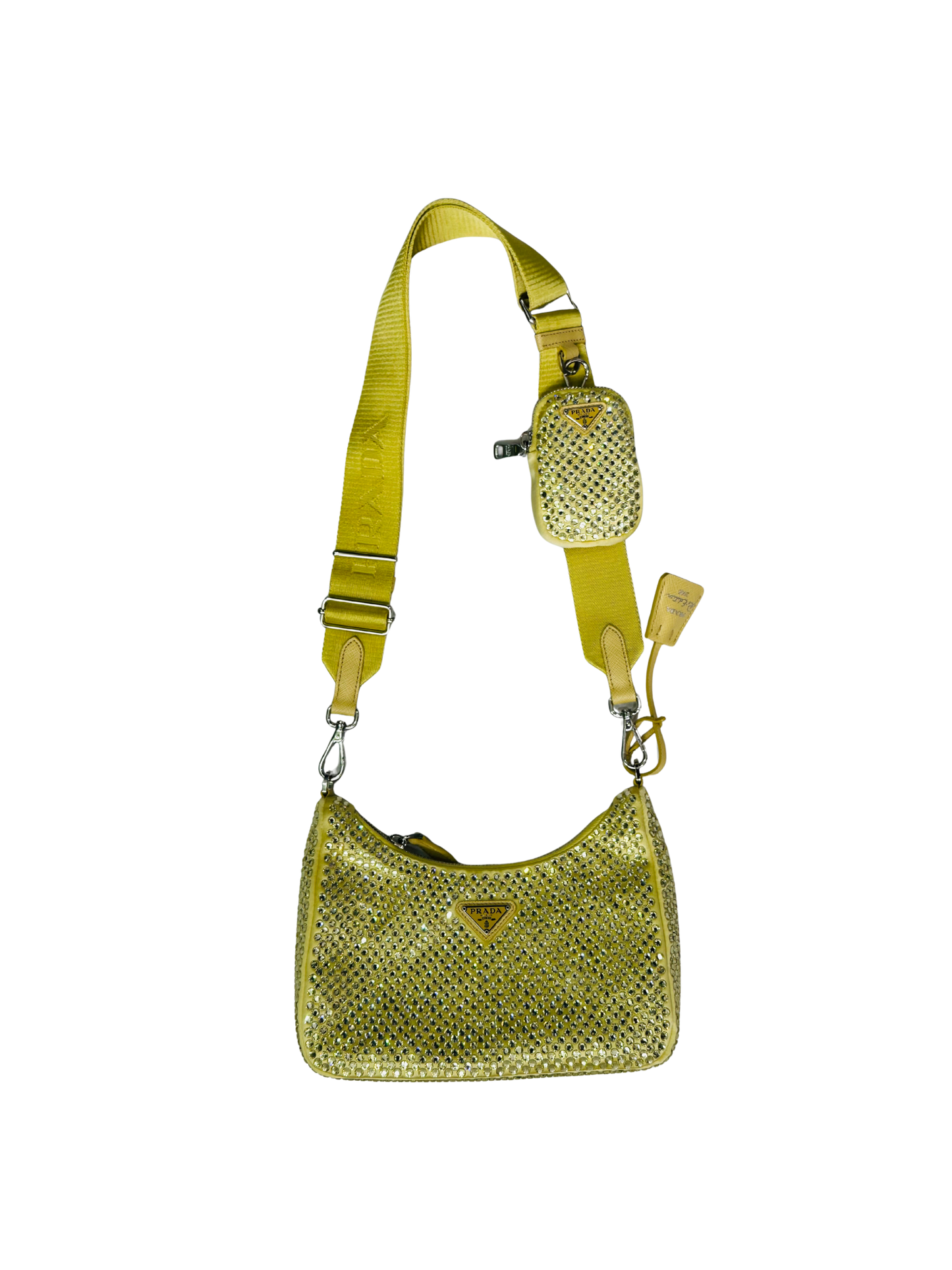 PRADA - Re-Edition 2005 Shoulder Bag – Satin Giallo con Cristalli