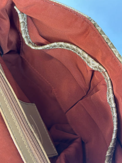 JUST CAVALLI - Borsa hobo-chic Y2K in tessuto ricamato e pelle effetto pitone