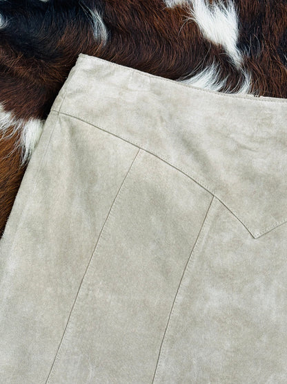 Gonna in pelle scamosciata beige