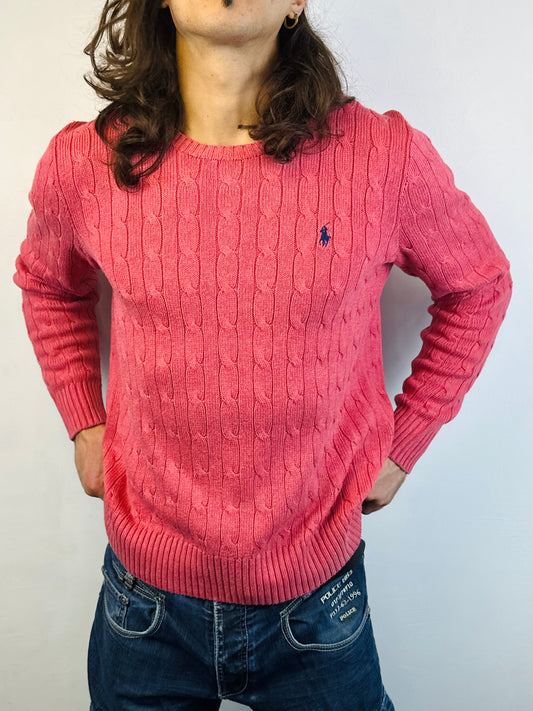 POLO RALPH LAUREN - Pullover rosa fragola 🍓 con trecce