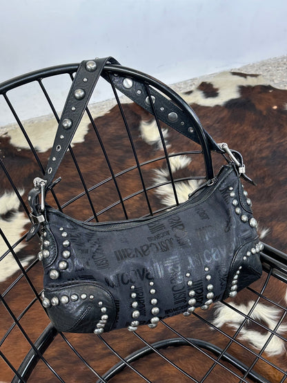 JUST CAVALLI - Borsa hobo a spalla nera borchiata Y2K