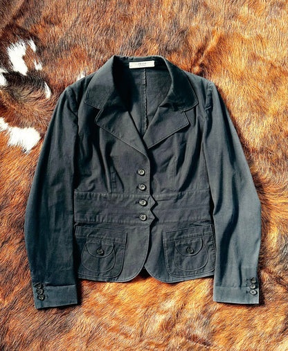 PRADA - Giacca Blazer Vintage Nera con Vita Strutturata