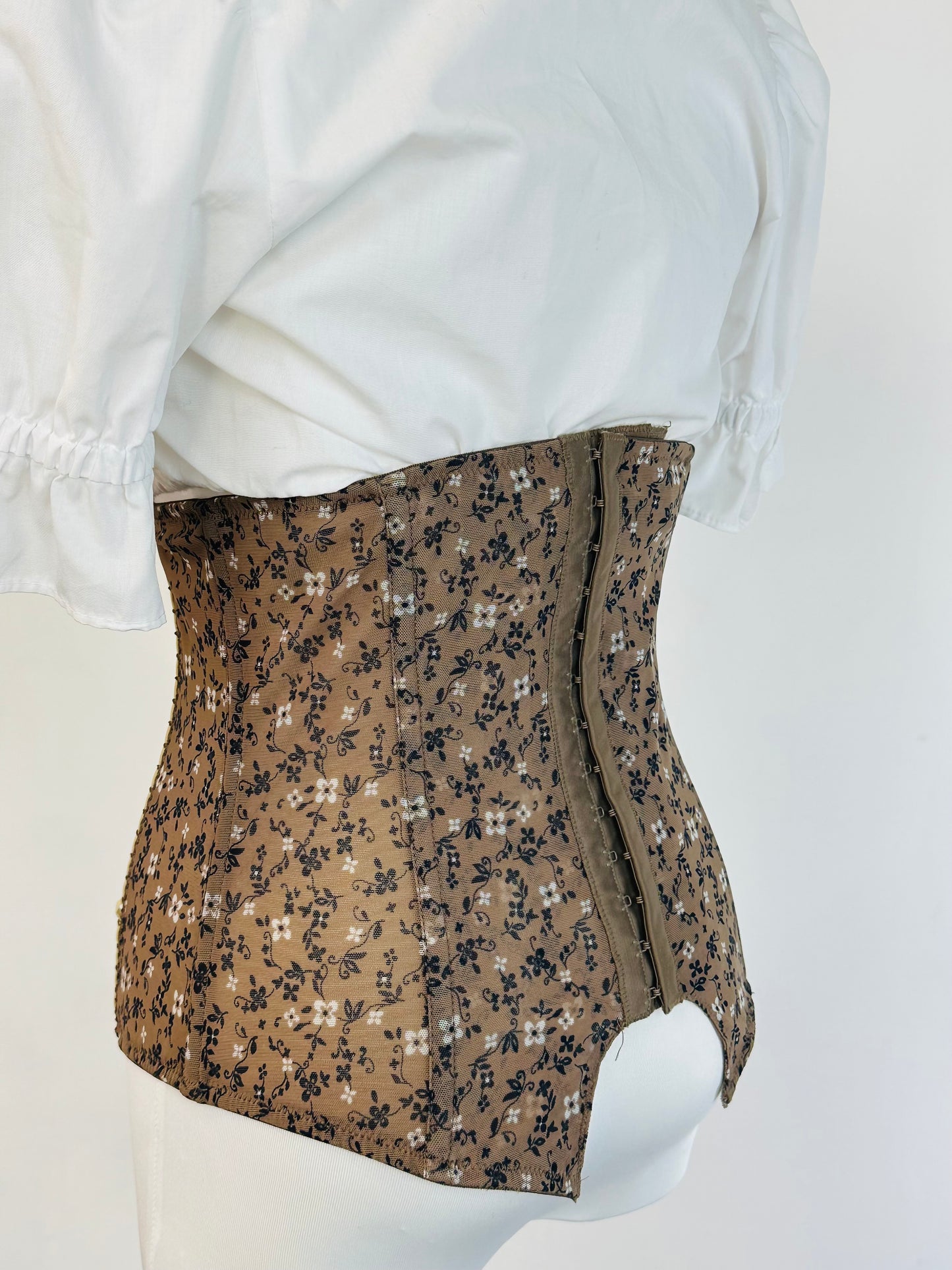 Corsetto sotto seno animalier , micromesh , leopardato a fiori , steccato