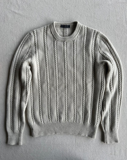 PRADA - Pullover tortora con trecce pura lana vergine