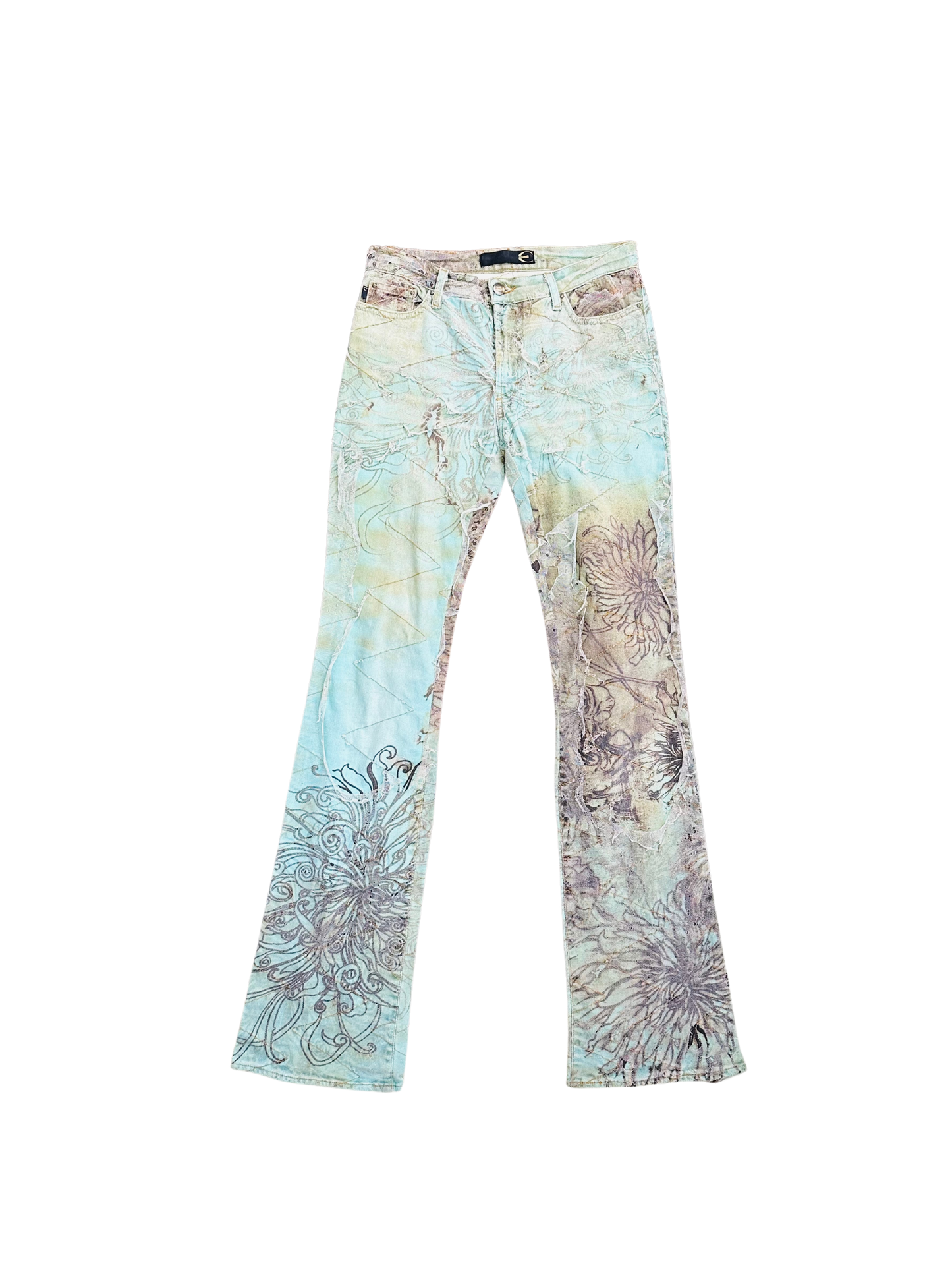 JUST CAVALLI - Pantaloni a zampa Edizione Artistica Floreale