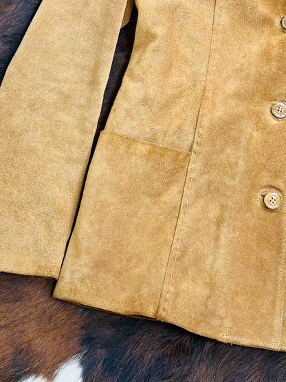 Giacca in pelle scamosciata cammello